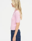 Sugarman Short-Sleeve Polo Knit, Rose