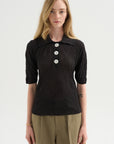 Sugarman Polo Knit Top, Silver
