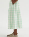 Gauze Gingham Skirt, Glass Green
