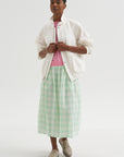 Gauze Gingham Skirt, Glass Green