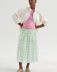Gauze Gingham Skirt, Glass Green
