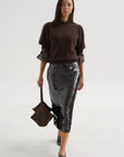Sequin Skirt, Mink