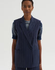 Paper Touch Stripe Vest, Marine