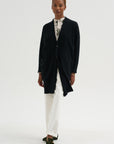 Cloud Jersey - Cotton French Terry Long Cardigan, Black