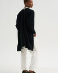 Cloud Jersey - Cotton French Terry Long Cardigan, Black