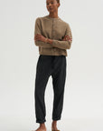 Fine Wool Crewneck Cardigan, Brown