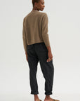 Fine Wool Crewneck Cardigan, Brown
