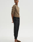 Fine Wool Crewneck Cardigan, Brown