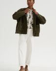 Natural Brushed Linen Cotton Twill Relaxed Coverall Jacket, Khaki
