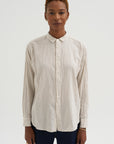 Organic Cotton Dobby Stripe Standard Shirt, Ivory