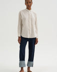 Organic Cotton Dobby Stripe Standard Shirt, Ivory