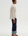 Organic Cotton Dobby Stripe Standard Shirt, Ivory