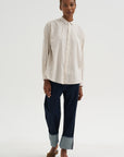 Organic Cotton Dobby Stripe Standard Shirt, Ivory