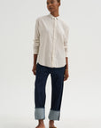 Organic Cotton Dobby Stripe Standard Shirt, Ivory