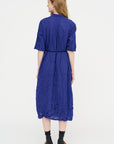 Blue Shirring Stripe Dress, Navy