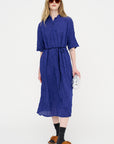 Blue Shirring Stripe Dress, Navy