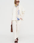 Japonism Flower Print Blouse, Ivory