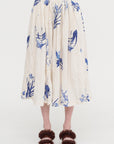 Japonism Flower Print Skirt, Ivory
