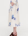 Japonism Flower Print Skirt, Ivory