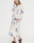 Japonism Flower Print Skirt, Ivory