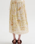Silk Crepe Bundle Dye Skirt, Ivory