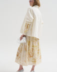 Silk Crepe Bundle Dye Skirt, Ivory