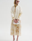Silk Crepe Bundle Dye Skirt, Ivory
