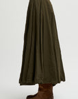 Flared Skirt Cotton Satin, Khaki