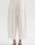 High Density Plain Weave Cropped Pants, Off White