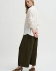 Wide Pants Organic Cotton Linen, Khaki