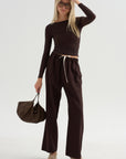 Ribbed Blouse, Chocolate