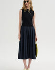 Fitted Bodice - Sleeveless Dress, Blue-Black