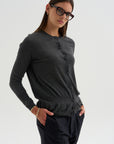 Silk & Wool Cardigan, Granite