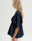 V-Neck Blouse, Blue-Black