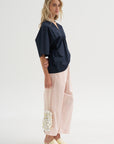 V-Neck Blouse, Blue-Black
