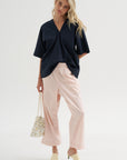 V-Neck Blouse, Blue-Black