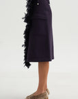 Wrap Scuba Skirt, Blue-Black
