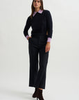 Long Sleeve Crewneck Knit, Blue & Lilac