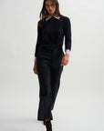 Long Sleeve Crewneck Knit, Blue & Lilac