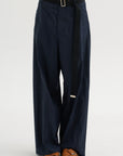 Wide Leg Trousers, Blue-Black