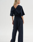 Wide Leg Trousers, Blue-Black