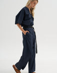 Wide Leg Trousers, Blue-Black