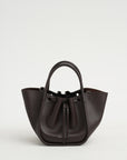 Small Ruched Tote, Espresso