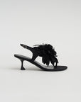 Tee Thong Flower Sandals, Black