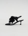 Tee Thong Flower Sandals, Black