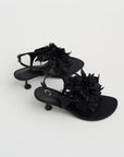 Tee Thong Flower Sandals, Black
