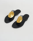 Uma Hardware Flat Sandals, Black