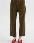 Kick Pleat Exclusive - Boyfriend Jean, Ash Olive Green