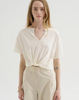 Twisted Front Tee, Ecru