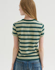 Baby Tee, Yellow Multicolor Stripe